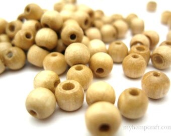 Small Wood Bead Mix, Light Wood Color Beads 5x6mm - 100pc