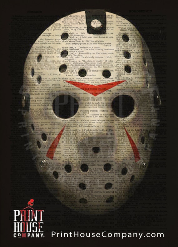 Jason Friday the 13th Halloween Decor 8x10 Dictionary Art