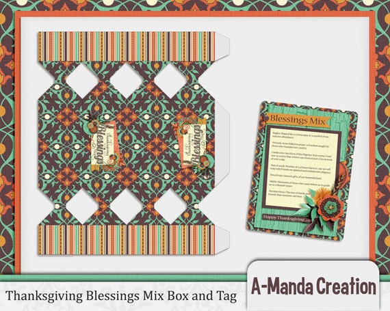 SALE 50% OFF Thanksgiving Blessings Mix Printable Candy Popper Box and Tag Il_570xn