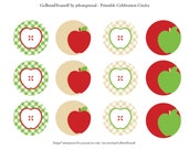 Apple Orchard Printable Circles Cupcake Toppers INSTANT DOWNLOAD Farm Party Teacher Gift School Gingham Il_170x135
