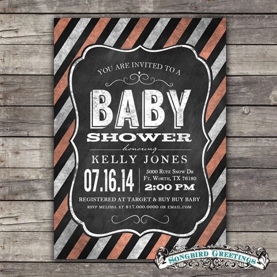 Chalkboard Baby girl shower invitation--customizable Il_570xn