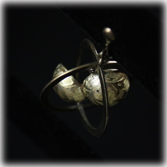 Rare Sterling Silver Perfume Locket Spheres and Ball Earrings