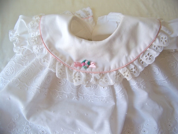 Vintage Baby Dress 1940s White Eyelet Fabric Dainty Baby Dress ...