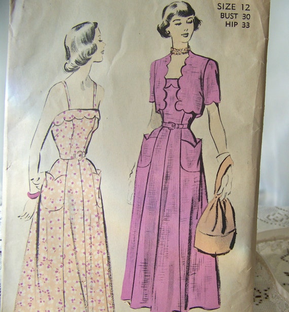 Vintage Ladies Dress Pattern 1940s Advance by CynthiasAttic