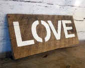 Rustic Shabby Chic Barn Wood Sign / LOVE / Handmade primitive white wall decor