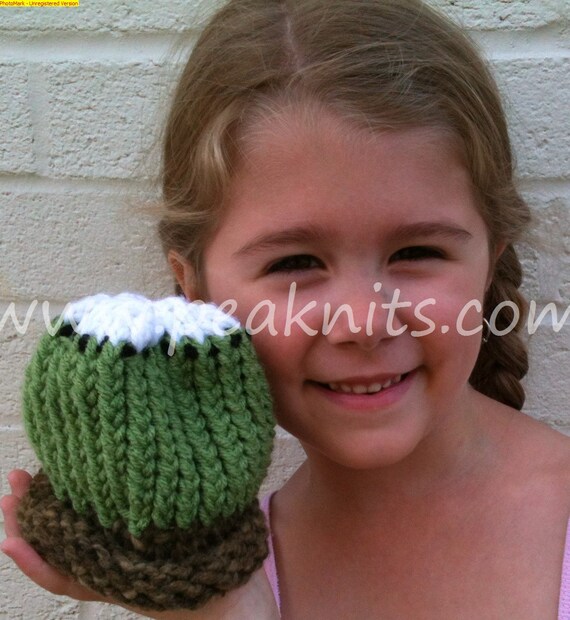 Hand Knit Baby Kiwi Fruit Hat With Individual by PeaknitGallery