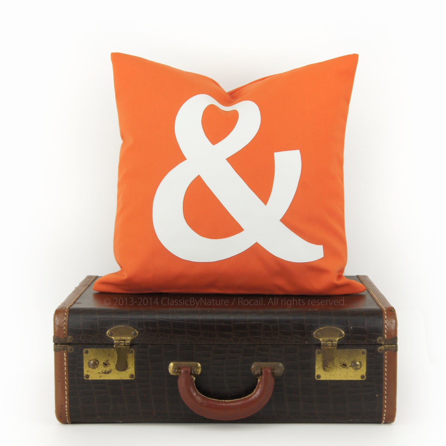 SALE Monogrammed Pillow Case in Orange & White Ampersand
