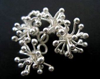 4 of Karen Hill Tribe Silver Flower Charms 8x12 mm. :ka2976