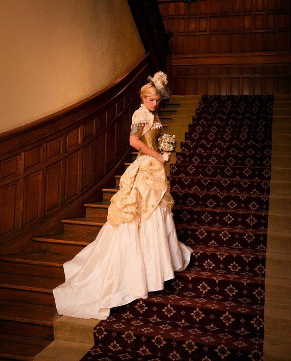 white steampunk wedding dress