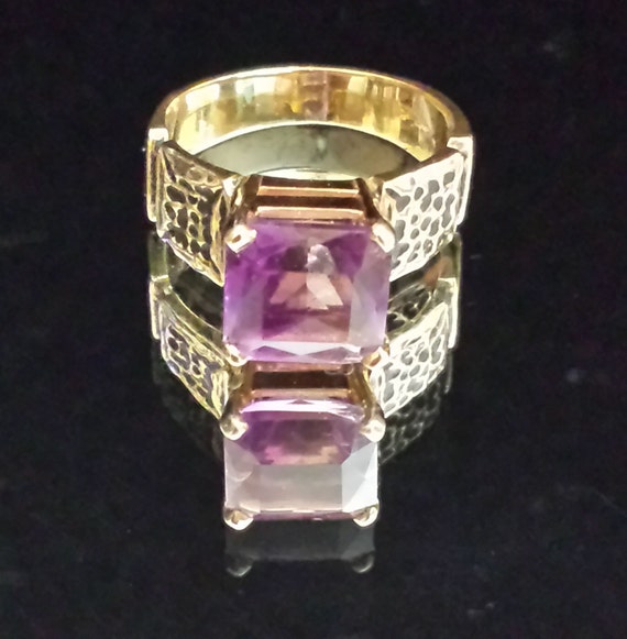 Awesome Natural Gemstone Amethyst and Gold Ring by ButterflyHall