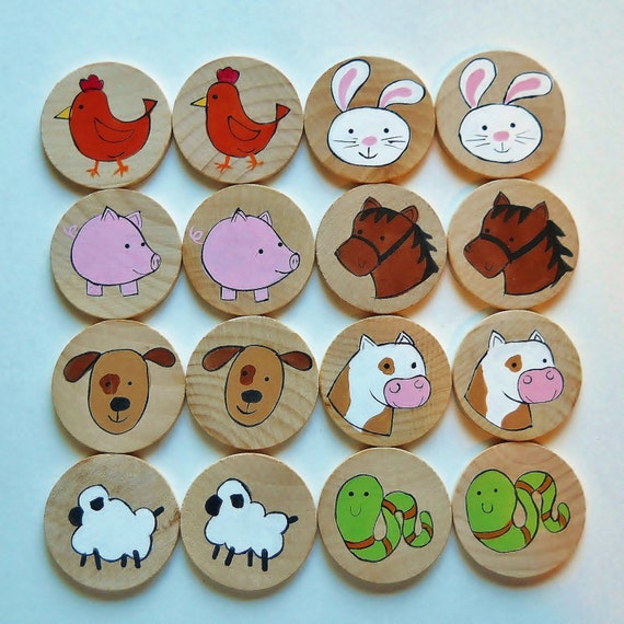 Memory Game Farm Animals Waldorf toy Game by 2HeartsDesire on Etsy