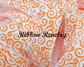 Elegant orange swirls on white 7/8" grosgrain ribbon Halloween Il_170x135