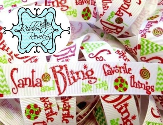 Gorgeous glitter Santa Bling 7/8" grosgrain ribbon Christmas Il_570xn