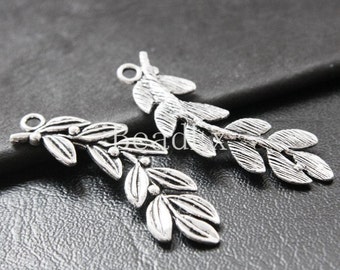 8pcs / Leaf / Oxidized Silver Tone / Base Metal / Charm (YA16156//E147)