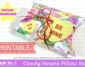 INSTANT DOWNLOAD - Candy Hearts Pillow Box - Valentine day - st valentine - Printable Favor Box - Paper Art by Marlene Campos Il_170x135
