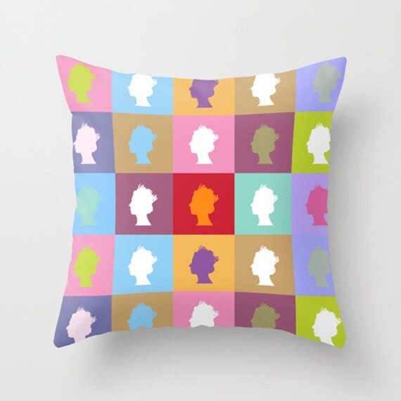 Throw Pillow Cover Queen Elizabeth II Pastel by adidit on Etsy
