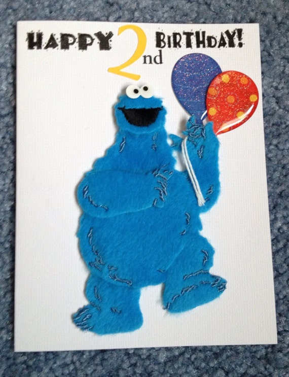 Cookie Monster 2nd Birthday Card
