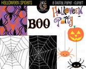 Halloween Spider Web Digital Paper Background Spider Clip Art Halloween Party Clipart Printable Halloween Paper - Instant Download Il_170x135