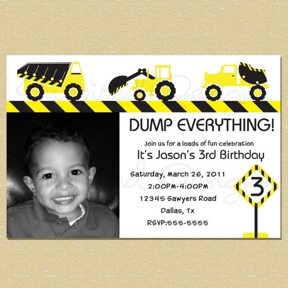 Under Construction Birthday Invitation - Boy - All Ages Il_570xn