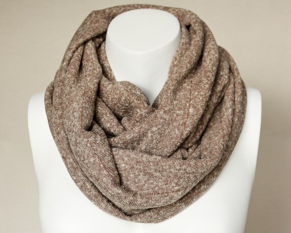 Light Brown Infinity Scarf Light Brown Scarf Wool Scarf Jersey