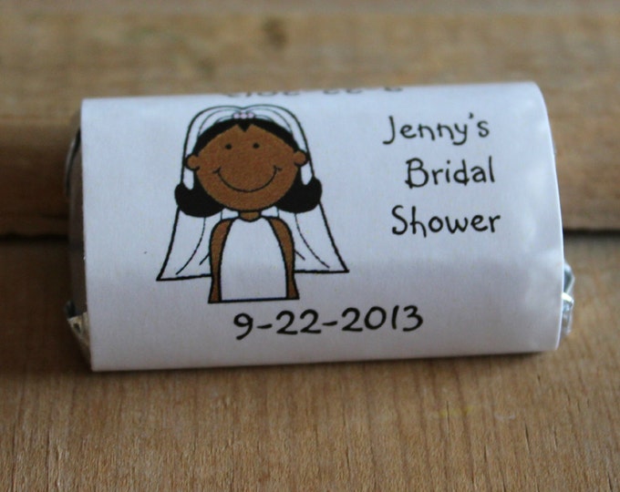 African American Bride Bridal Shower Wedding Candy Bar Wrappers Rehearsal Dinner Favors Candy Wrappers
