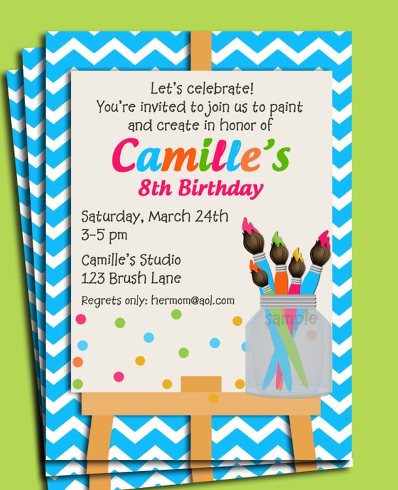 Painting Birthday Party Invitation Wording 1