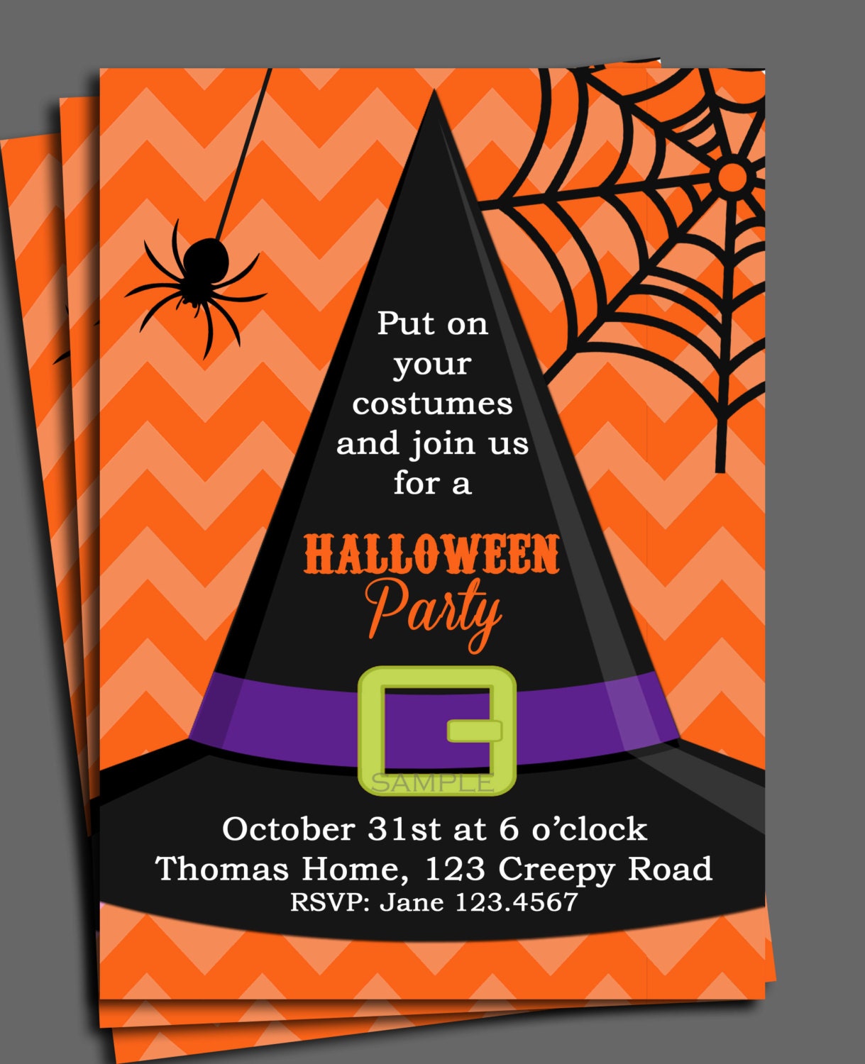 Halloween Invitation Printable or Printed with FREE