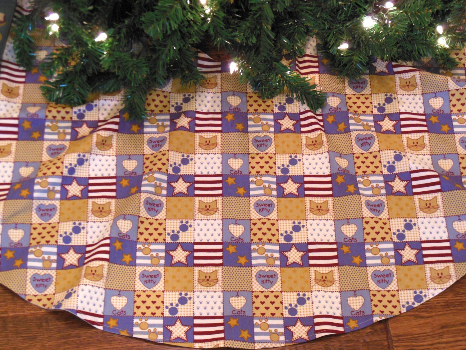 Cat Christmas Tree Skirt Americana Cat Tree Skirt Country