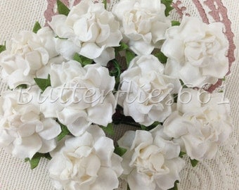 50 Handmade Mulberry Paper Flowers White Wedding Roses Code SM - 15