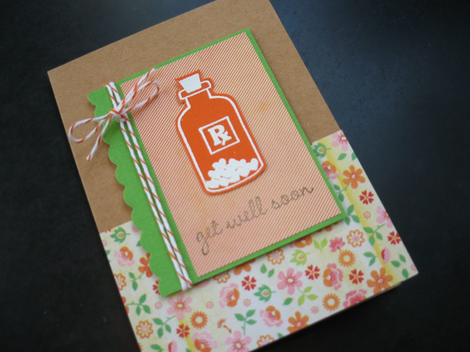 handmade get well soon card feel better card bottle of love
