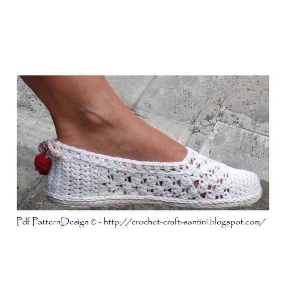 White Lace Espadrilles -Toms - Crochet Pattern - Instant Download