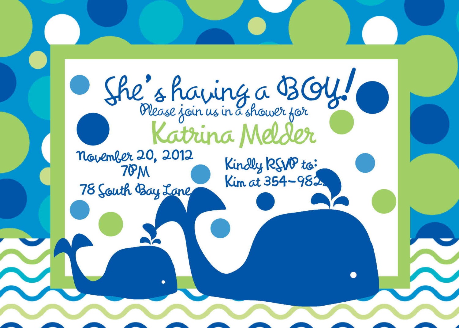 Whale Baby Shower Invitation Boy Baby Shower by ChurchHillCharm