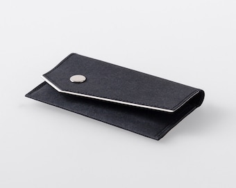Bordered Angled Washable Paper Business Card Case in Punaluu Black