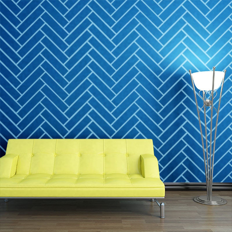 Herringbone Pattern Wall Stencil for Modern Allover Chevron