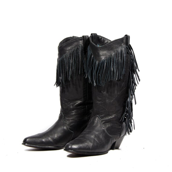 Women's DINGO Black Fringe Boots Western Cowboy Boots