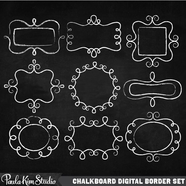 Chalk Frame Clipart Chalk Borders Instant Digital Download