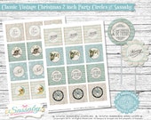 Classic Vintage Christmas Party Circles/Favor Tags - INSTANT DOWNLOAD - Printable Decorations by Sassaby Il_170x135