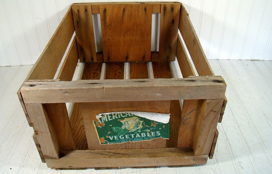 Vintage Vegetable Gathering & Harvesting Crate Wooden Bin