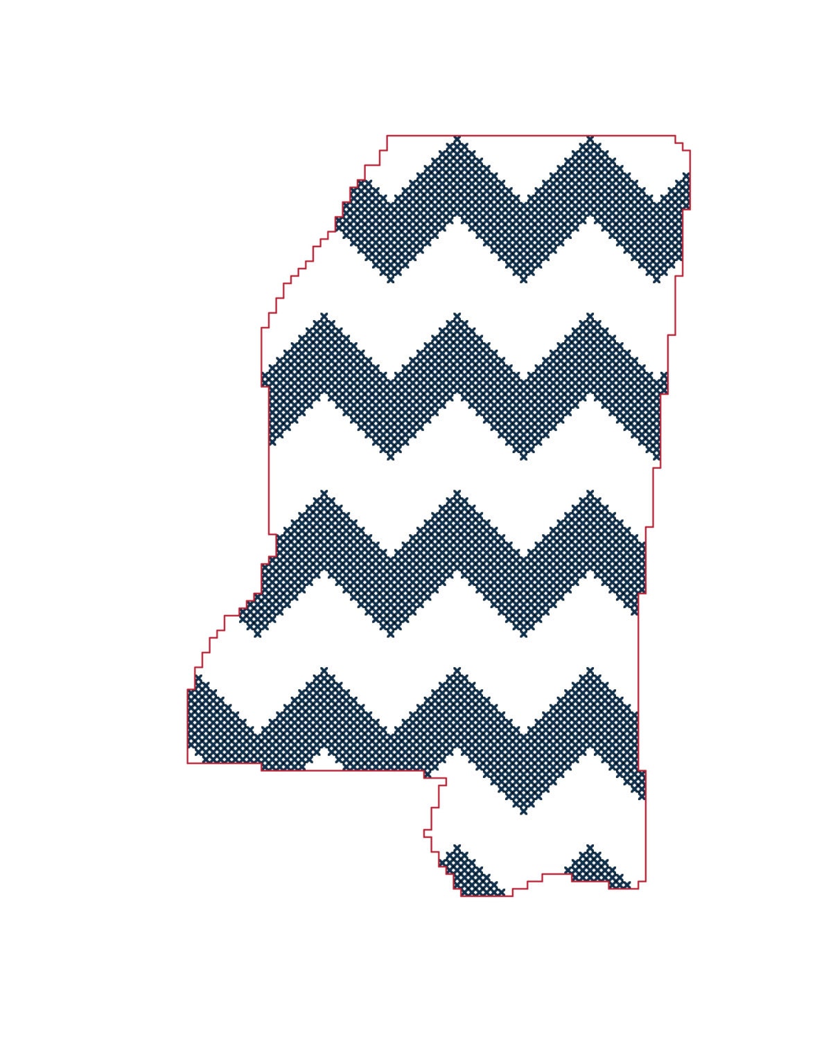 State Cross Stitch Pattern/ Chevron State Cross Stitch