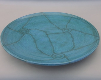 Large Pottery Platter - Modern Classic - Aquamarine and Teal