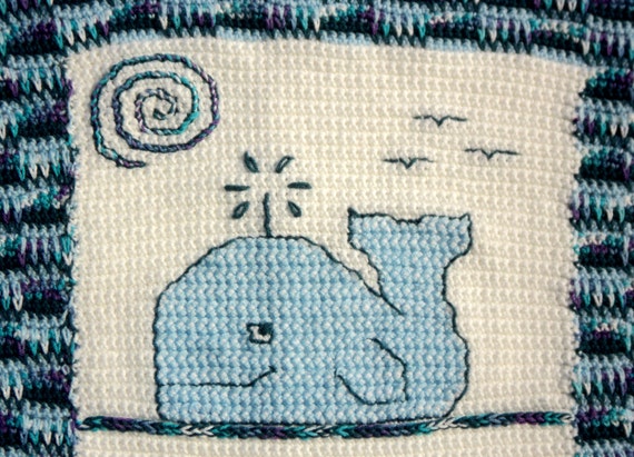 Personalised Baby Blanket With Whale Pattern | Pure Wool