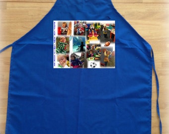 Photo Apron - One 8 in x 10.5 in Photo Collage with up to 8 photos - Great Custom Photo Gift - 100% Cotton Apron