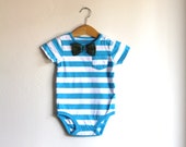 Hipster Preppy Baby Boy Vintage Plaid Bowtie - Striped Spring Summer Onesie Bodysuit