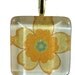 Go Green with my 1 inch square tille bright sunshine yellow glittery flower glass pendant eco friendly