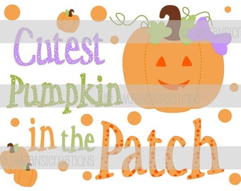 DIY Printable "Cutest Pumpkin in the Patch" Iron On Transfer (PNG Digital Image)