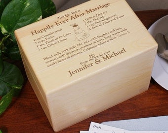 Engraved Happily Ever After Recipe Box, engraved, wood recipe box, wedding recipe box, wedding gift, housewarming gift, home -gfy8526843