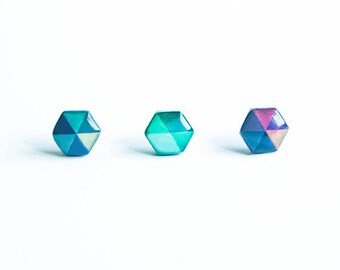 Hexagon earrings studs, unique jewelry geometric earrings studs, jewellry geometric, hex earrings surgical steel, gift under 15