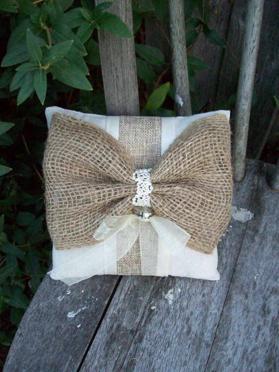 Rustic Ring Pillow Burlap Ring Pillow Country Wedding
