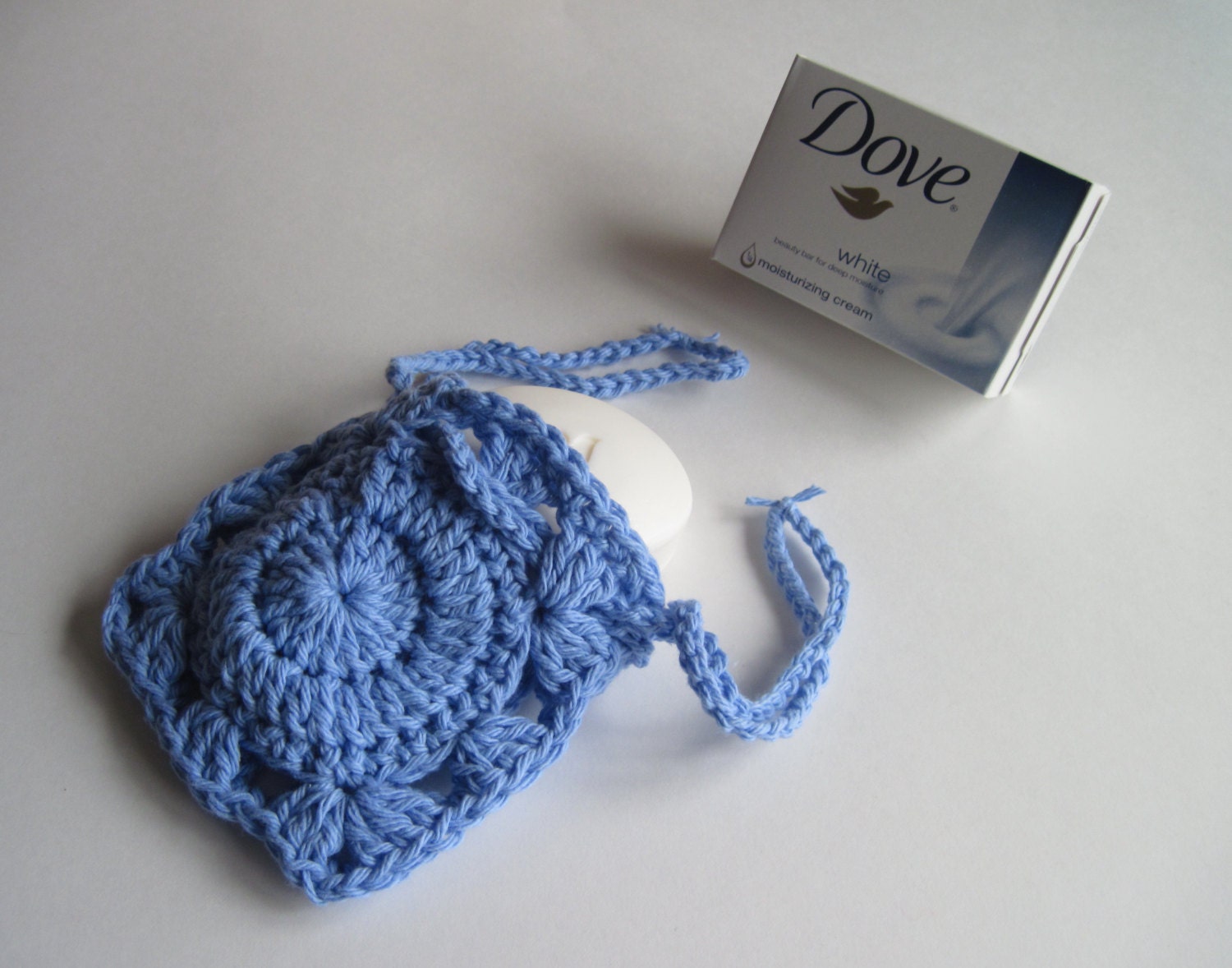 Crochet Soap Holder Bag Cotton Drawstring Soap by CrochetCluster
