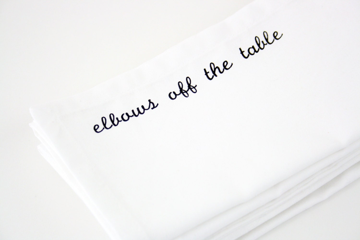 Cloth Dinner Napkins Mind Your Manners set of 8 black screen